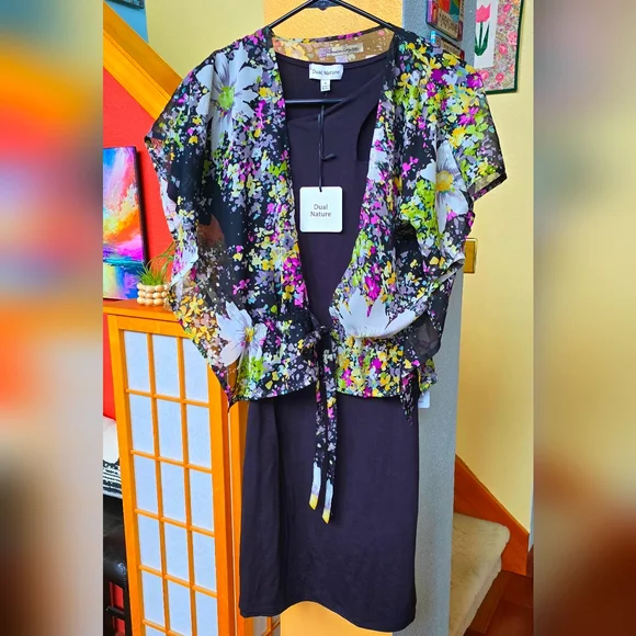 NWT Dual Nature tee-shirt w/ cut-out dress in eggplant size medium - Picture 6 of 9